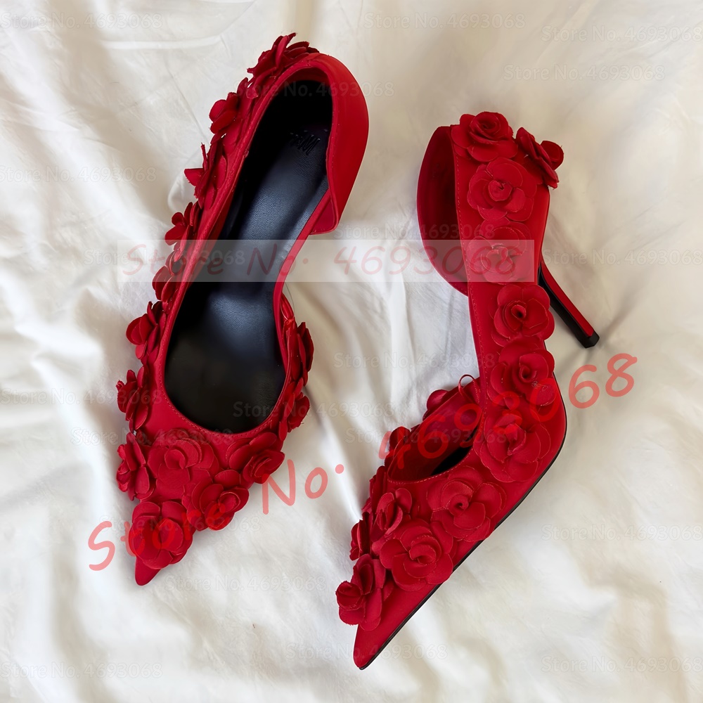 Vibrant Red Floral Appliques P - Slip Dress Satin review and price