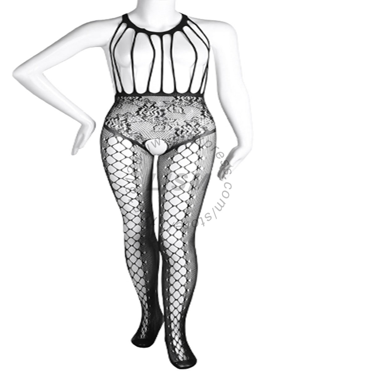 LISM Sexy Halter Cutout Open B - Bodystocking Fishnet review and price