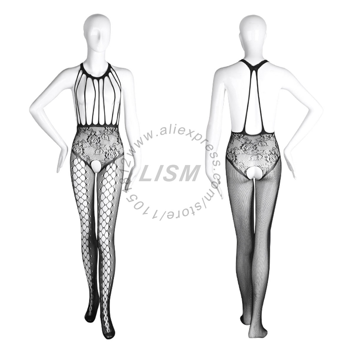 LISM Sexy Halter Cutout Open B - Bodystocking Fishnet review and price
