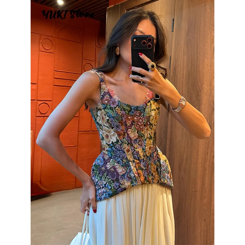 Floral Printed Waist Cinched W - Corset Waist Cinch review and price