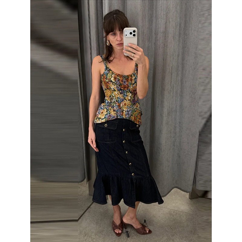 Floral Printed Waist Cinched W - Corset Waist Cinch review and price